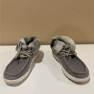 Hey Dude Fuzzy Lined Slip-On Youth Sneakers